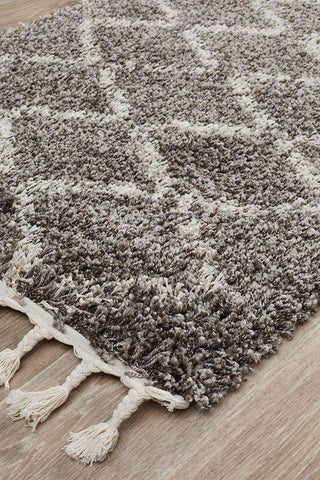 Rug Culture RUGS Kenza Grey Fringed Runner (Discontinued)