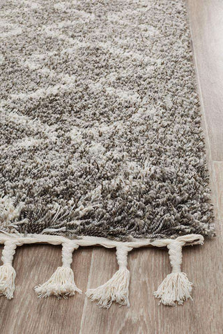 Rug Culture RUGS Kenza Grey Fringed Runner (Discontinued)