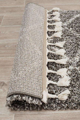 Rug Culture RUGS Kenza Grey Fringed Runner (Discontinued)