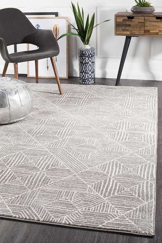 Rug Culture RUGS Kenza Grey Tribal Diamond Rug