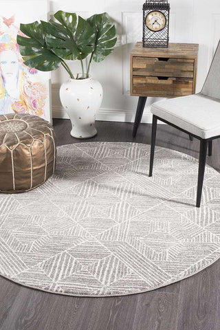 Rug Culture RUGS Kenza Grey Tribal Round Rug