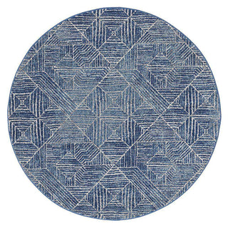 Rug Culture RUGS Kenza Navy Tribal Round Rug