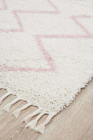 Rug Culture RUGS Kenza Pink Fringed Rug