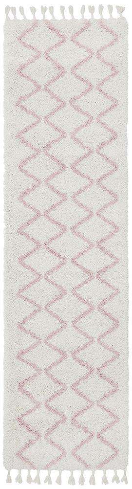 Rug Culture RUGS Kenza Pink Fringed Runner