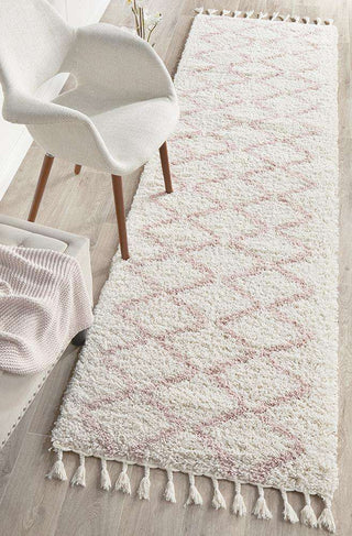 Rug Culture RUGS Kenza Pink Fringed Runner