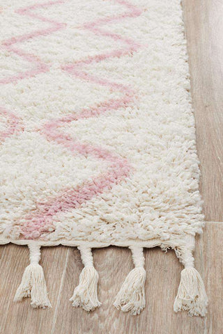 Rug Culture RUGS Kenza Pink Fringed Runner