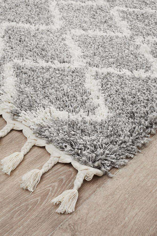 Rug Culture RUGS Kenza Silver Fringed Runner (Discontinued)