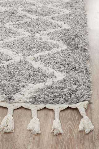 Rug Culture RUGS Kenza Silver Fringed Runner (Discontinued)