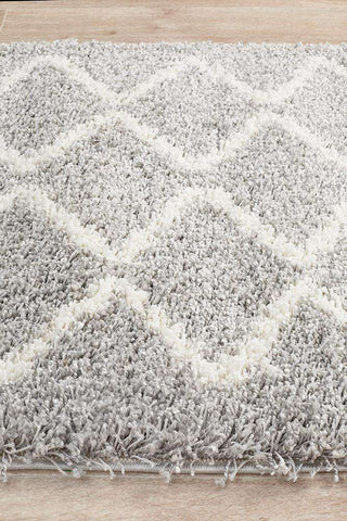 Rug Culture RUGS Kenza Silver Fringed Runner (Discontinued)