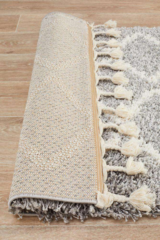 Rug Culture RUGS Kenza Silver Fringed Runner (Discontinued)