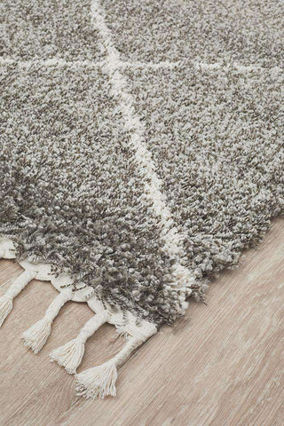 Rug Culture RUGS Kiyan Grey Fringed Rug