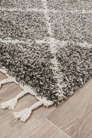 Rug Culture RUGS Kiyan Grey Fringed Runner