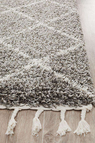 Rug Culture RUGS Kiyan Grey Fringed Runner