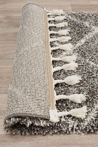 Rug Culture RUGS Kiyan Grey Fringed Runner