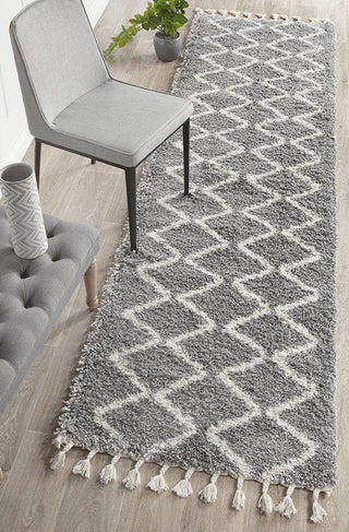 Rug Culture RUGS Kiyan Silver Fringed Runner