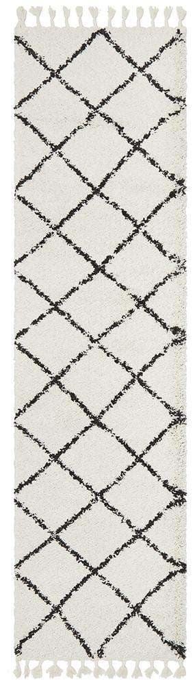 Rug Culture RUGS Kiyan White Fringed Runner Rug