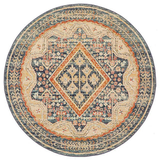 Rug Culture RUGS Legacy Navy & Rust Transitional Round Rug