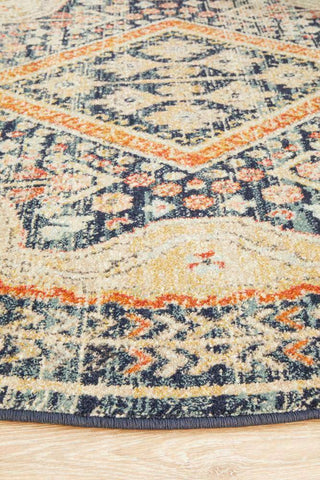 Rug Culture RUGS Legacy Navy & Rust Transitional Round Rug