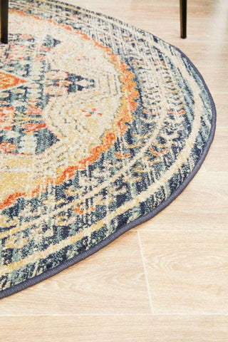 Rug Culture RUGS Legacy Navy & Rust Transitional Round Rug