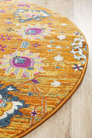 Rug Culture RUGS Lisse Traditional Round Rug - Rust