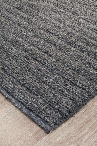 Rug Culture RUGS Mandurah Charcoal Wool Rug