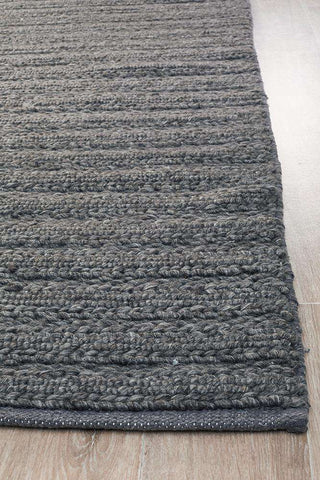 Rug Culture RUGS Mandurah Charcoal Wool Rug