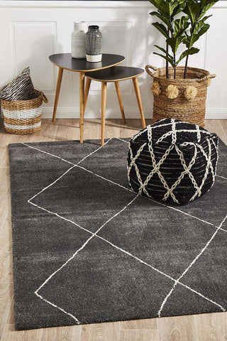 Rug Culture RUGS Manhattan Diamond Rug - Charcoal