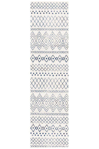 Rug Culture RUGS Nadia White Blue Tribal Runner Rug (Discontinued)