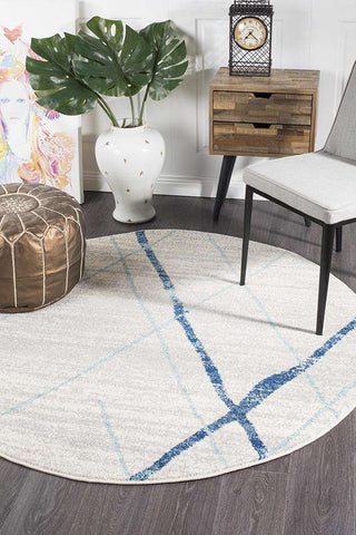 Rug Culture RUGS Noah Grey Blue Tribal Round Rug