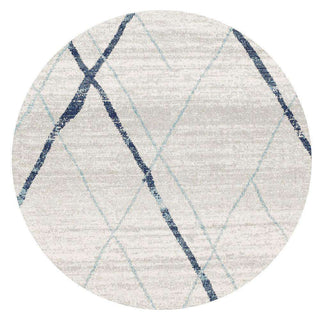 Rug Culture RUGS Noah Grey Blue Tribal Round Rug