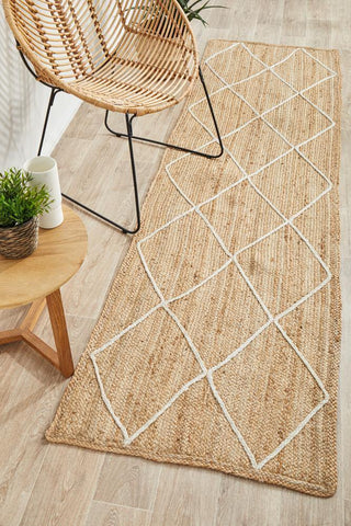 RUG CULTURE RUGS Noosa Diamond Natural Runner