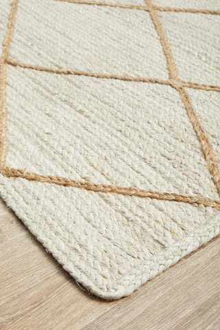 RUG CULTURE RUGS Noosa Diamond White Jute Rug