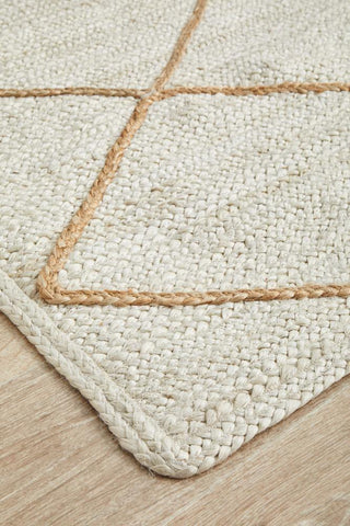 RUG CULTURE RUGS Noosa Diamond White Jute Runner