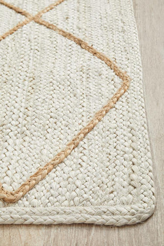 RUG CULTURE RUGS Noosa Diamond White Jute Runner