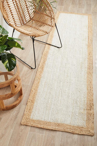 RUG CULTURE RUGS Noosa White Natural Jute Runner