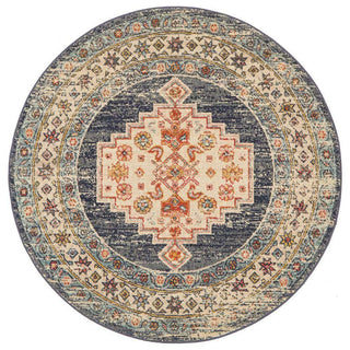 Rug Culture RUGS Nylah Navy Tribal Round Rug