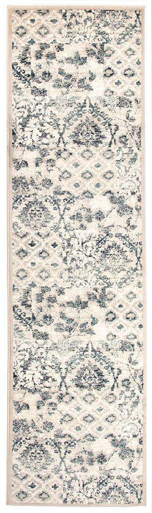 Rug Culture Rugs Oxford Ivory & Blue Runner