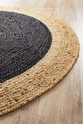 Rug Culture Rugs Polo Black Round Jute Rug