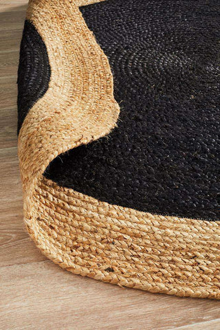 Rug Culture Rugs Polo Black Round Jute Rug