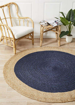 Rug Culture Rugs Polo Navy Round Jute Rug