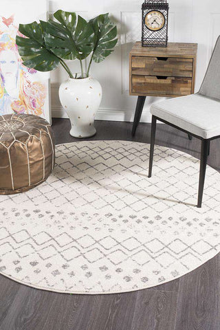 Rug Culture RUGS Selma White Grey Tribal Round Rug