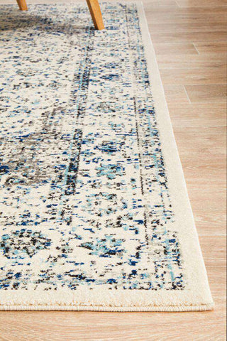 Rug Culture RUGS Sivas Ivory & Blue Distressed Transitional Rug