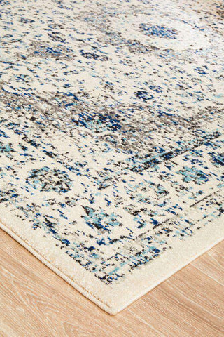 Rug Culture RUGS Sivas Ivory & Blue Distressed Transitional Rug