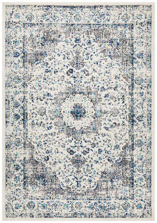 Rug Culture RUGS Sivas Ivory & Blue Distressed Transitional Rug