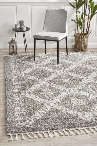 Rug Culture RUGS Sofia Grey Fringed Boho Rug