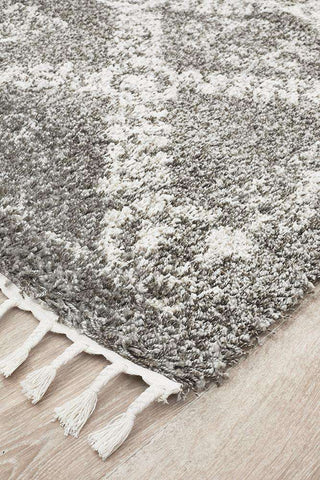 Rug Culture RUGS Sofia Grey Fringed Boho Rug