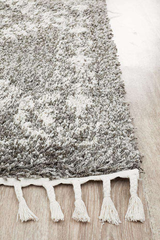 Rug Culture RUGS Sofia Grey Fringed Boho Rug