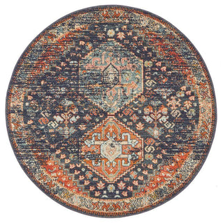 Rug Culture RUGS Talora Navy Tribal Round Rug