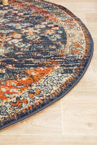 Rug Culture RUGS Talora Navy Tribal Round Rug