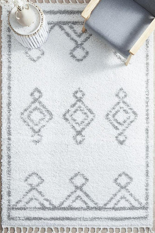 RUG CULTURE RUGS Temara White Moroccan Shag Rug